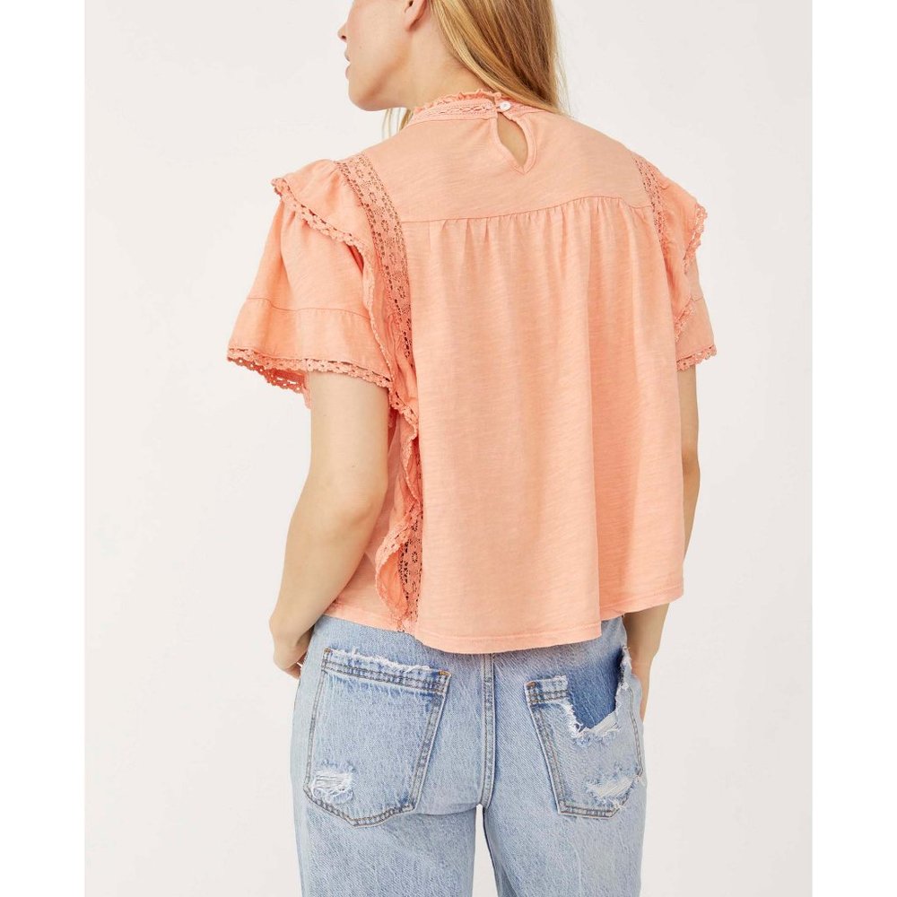 đLAST CHANCEđ NWT Free People Le Femme Tee / Winter Coral - Picture 4 of 7